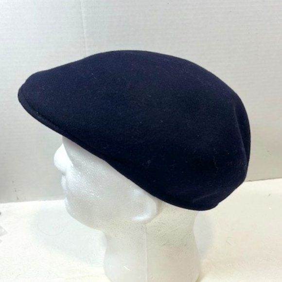 VTG Kangol Carimac Black Wool Newsboy Hat Cap Made in England Lg